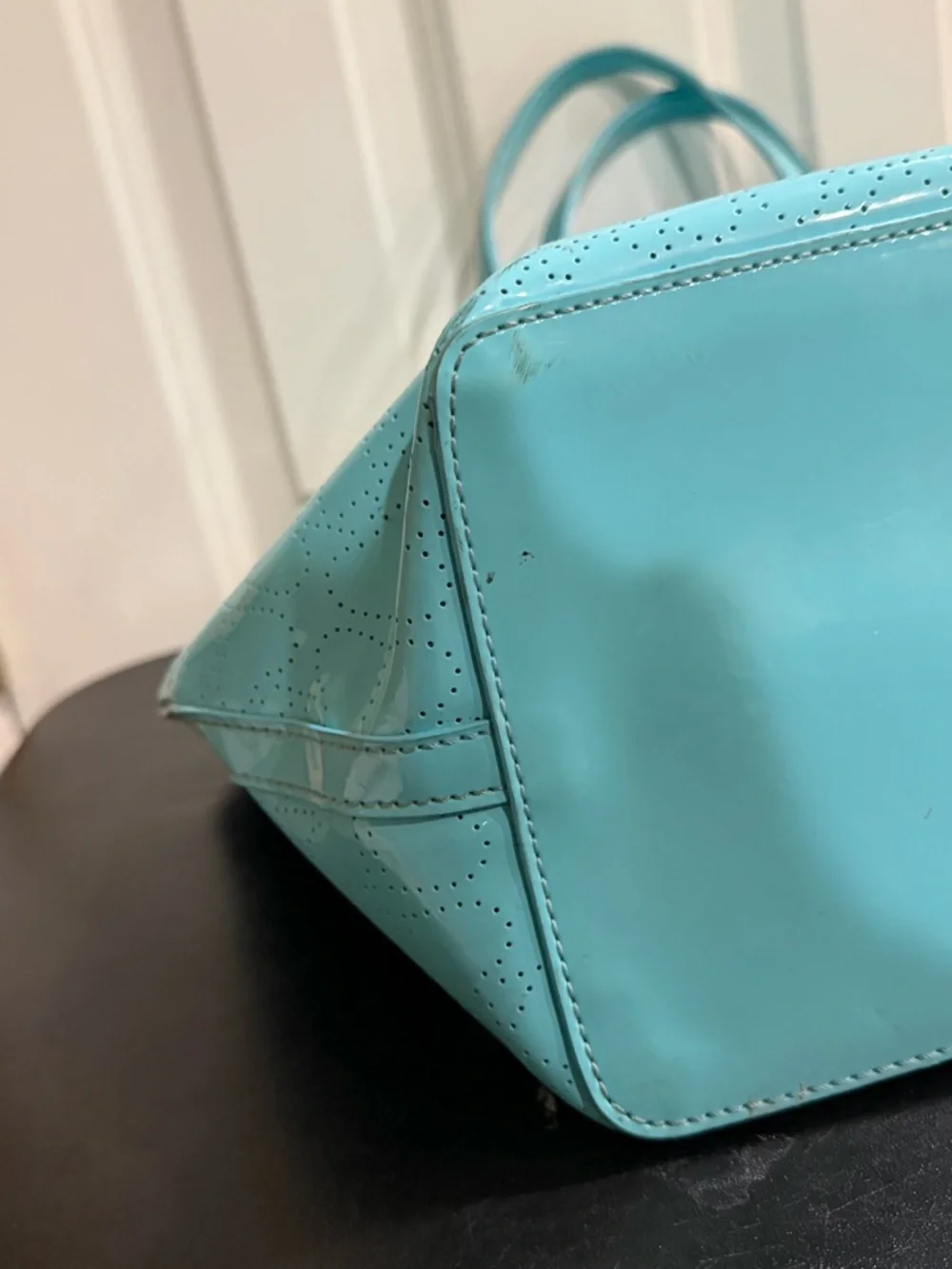 kate spade Turquoise Patent Perforated Tote